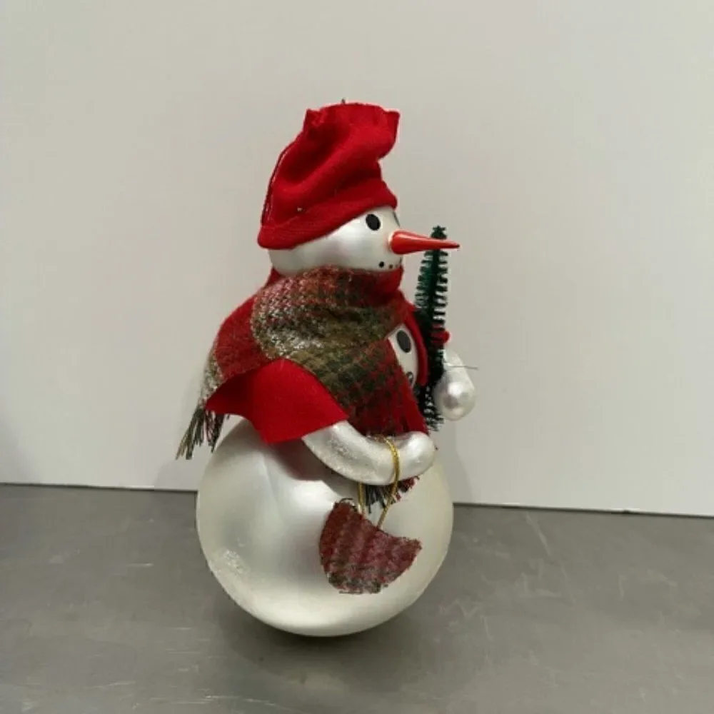 Mistletoe Magic Snowman Christmas Ornament Santa's Best Hand Blown Glass